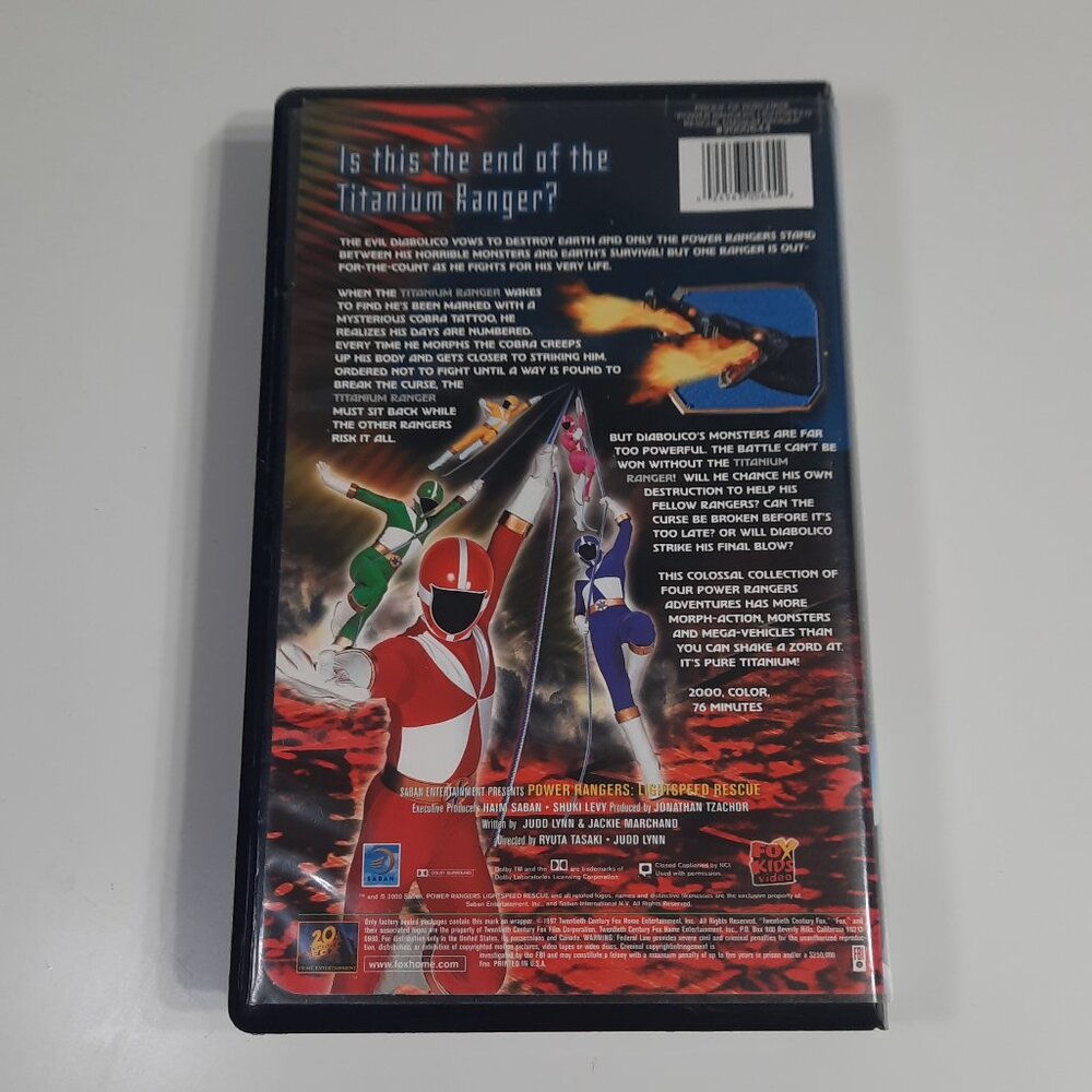 Power Rangers Lightspeed Rescue VHS Titanium Ranger Curse Cobra Tested Works - Picture 3 of 3
